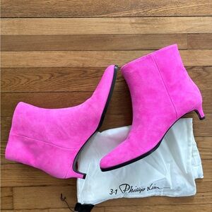 NWT 3.1 Phillip Lim Agatha Neon Pink Suede  Boots
